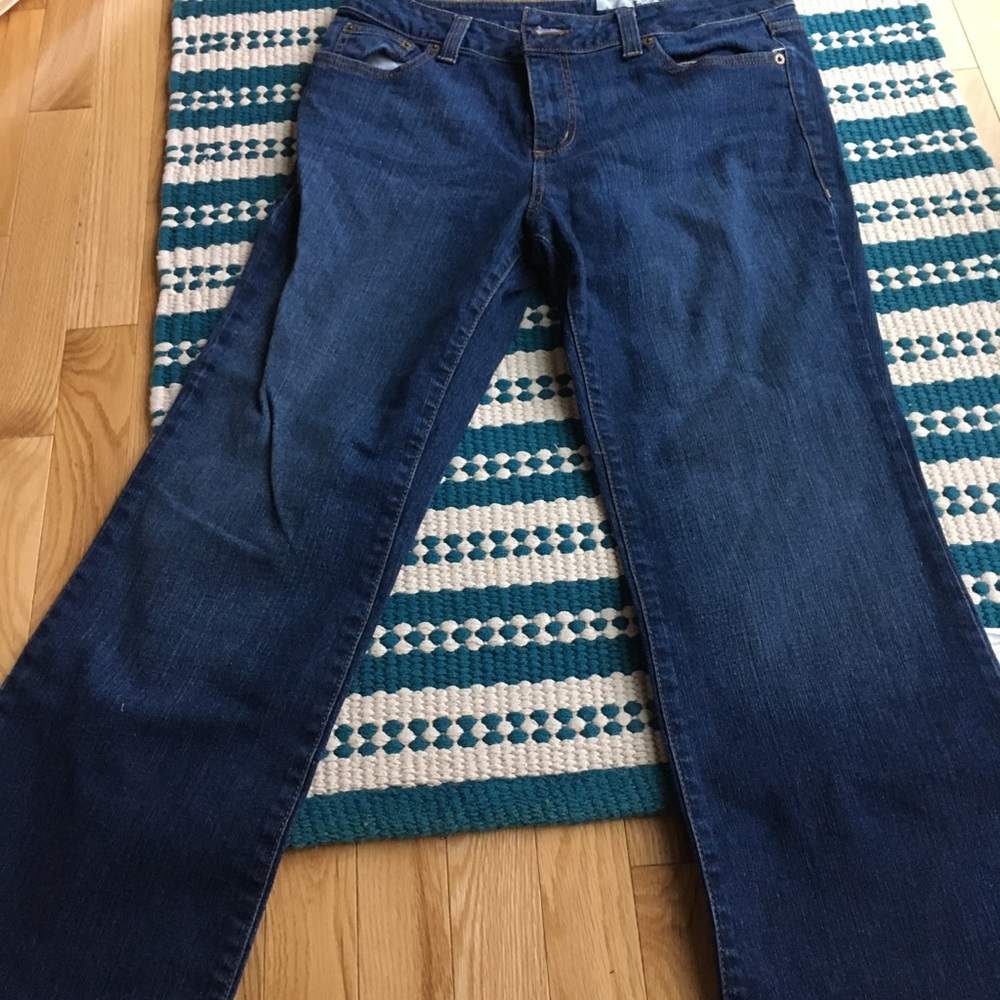 Full length short dark denim jeans